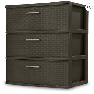 Brown Woven Plastic Storage Drawer